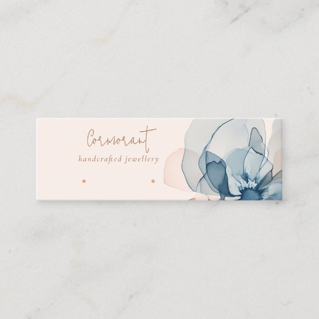 Chic Blush Navy Rust Flower Stud Earring Display Mini Business Card (Front)