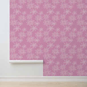 Chic Blush on Pink Flower Doodle Wallpaper
