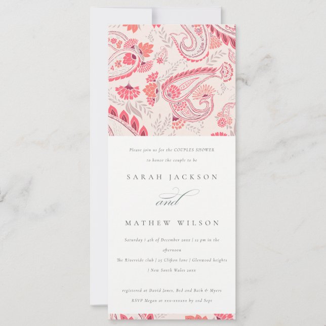 Chic Blush Paisley Typography Any Year Anniversary Invitation (Front)