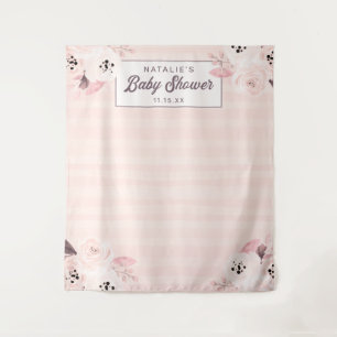 Chic Blush & Peach Floral Photography Background Tapestry