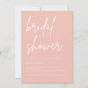 Chic Blush Peach Modern Bridal Shower Invitation