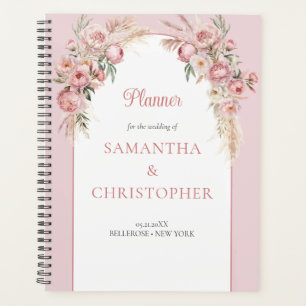 Chic blush peonies pampas boho arch eucalyptus planner