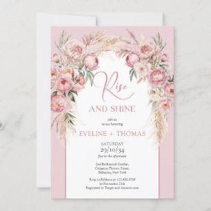 Chic blush peonies pampas boho arch rise and shine invitation