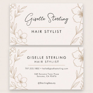 Chic Blush Pink and Black Hairstylist Business Card