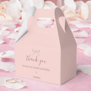 Chic Blush Pink Bow Baby Shower Favour Box