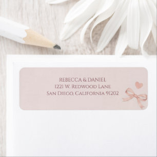 Chic Blush Pink Bow Baby Shower Return Address