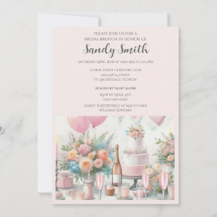 Chic Blush Pink Bridal Brunch Invitation