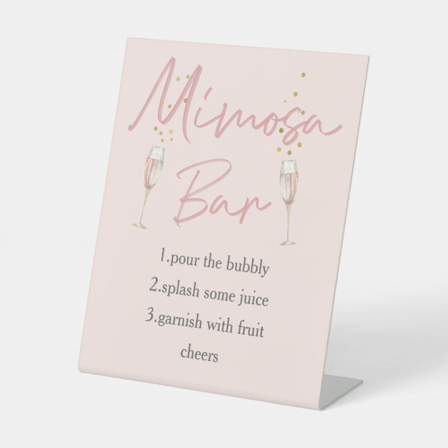 Chic blush pink bridal shower mimosa bar sign (Front)