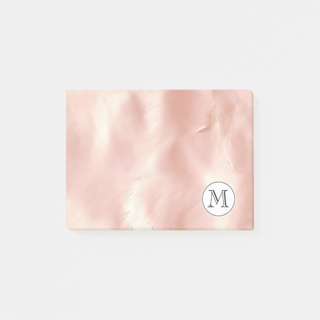 Chic Blush Pink Cowgirl Cowhide Monogram Post-it Notes (Front)