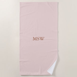 Chic blush pink custom monogram initials elegant beach towel