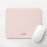 Chic blush pink custom monogram initials elegant mouse mat<br><div class="desc">Elegant custom name monogram initials blush pink solid plain colour feminine mouse pad. Minimalist,  simple,  modern,  stylish design.
Dusty rose customisable serif text on blush pink solid plain colour background.</div>