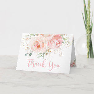 Chic Blush Pink Floral Baby Bridal Shower Wedding Thank You Card