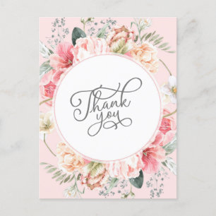 chic blush pink floral boho bridal shower postcard
