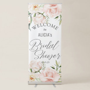 Chic blush pink floral bridal shower welcome sign