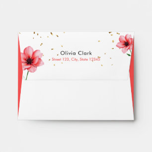 Chic Blush Pink Floral Confetti Frame Wedding Envelope