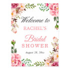 Chic Blush Pink Flowers Bridal Shower Welcome Sign