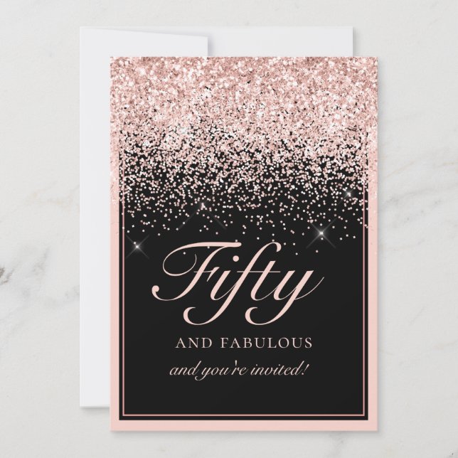 Chic Blush Pink Glitter 50 and Fabulous Birthday  Invitation (Front)