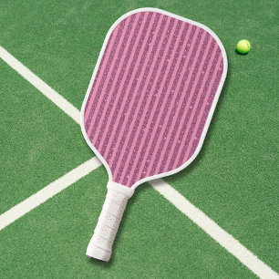 Chic Blush Pink Glitter Style Vertical Stripes Pickleball Paddle
