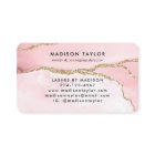 Chic Blush Pink Gold Glitter Marble Agate Monogram