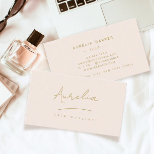 Chic Blush Pink Gold Monogram Signature Logo Business Card
