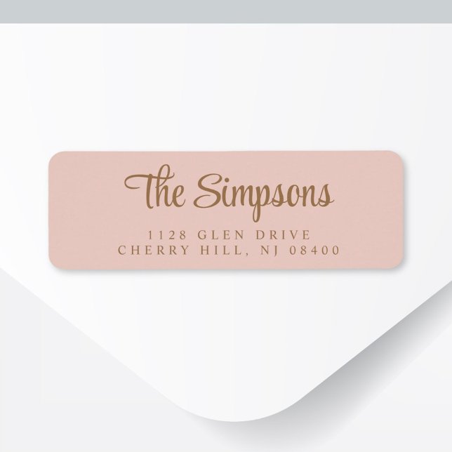 Chic Blush Pink Gold Script Return Address (Creator Uploaded)