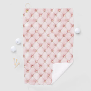 Chic Blush Pink Gold Tufts Golf Towel