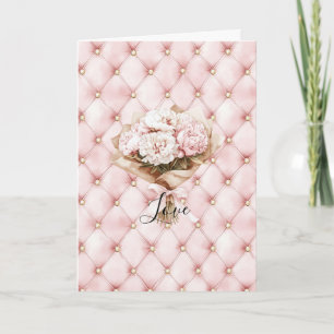 Chic Blush Pink Gold Tufts Holiday Card