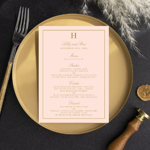 Chic Blush Pink & Gold Wedding Menu Template
