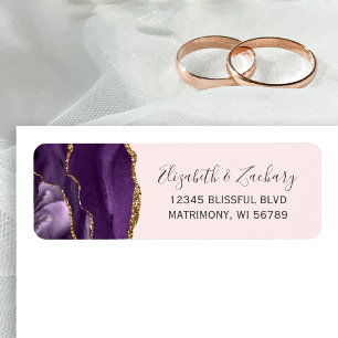 Chic Blush Pink Gold Wedding Return Address