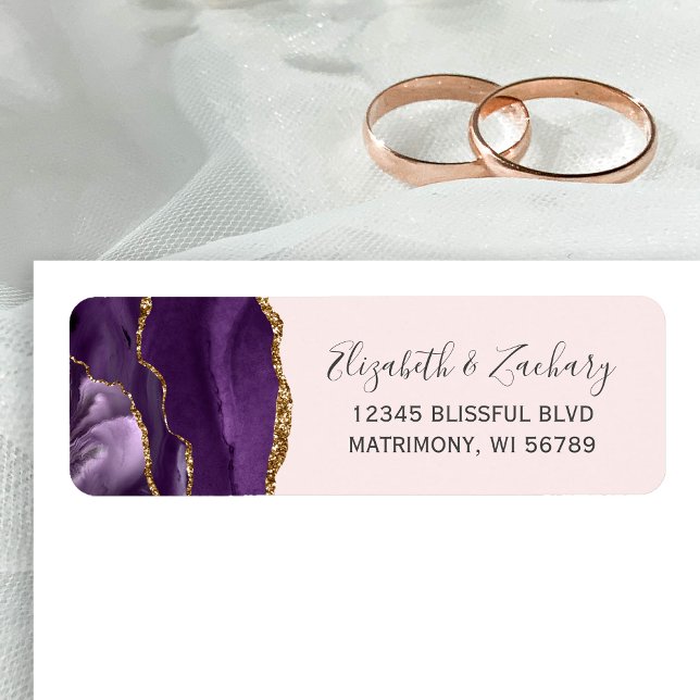 Chic Blush Pink Gold Wedding Return Address (Creator Uploaded)