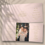 Chic Blush Pink & Gold Wedding Tri-Fold Programme<br><div class="desc">These beautiful programs are perfect for anyone getting married this year. The design features elegant gold wording on a blush pink background, very trendy but with a timeless feel. The template wording is easy to personalise and there is also space to include your favourite photo. If you would like to...</div>
