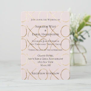 Chic Blush Pink Gold White XOXO Love Wedding Invitation