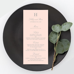 Chic Blush Pink & Grey Wedding Menu Template