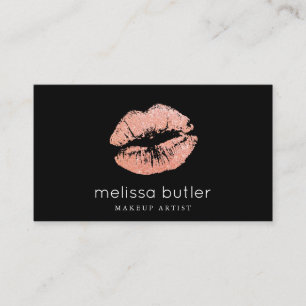 Chic Blush Pink Lips Makeup Artist Business Card