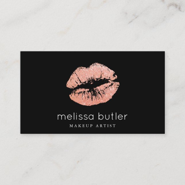 Chic Blush Pink Lips Makeup Artist Business Card (Front)
