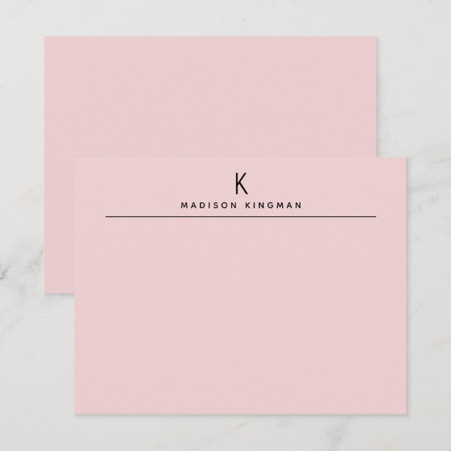 Chic Blush Pink Modern Monogram Initial Name Card (Front/Back)
