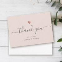 Chic Blush Pink Modern Script Rose Gold Heart