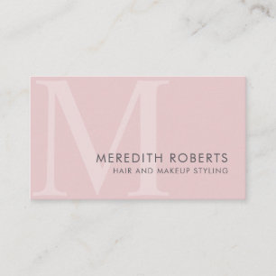 Chic Blush Pink Monogram Initial M Hair Makeup Business Card