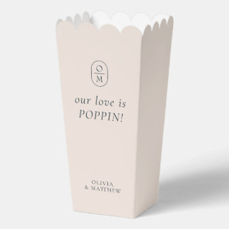 Chic Blush Pink Monogram Popcorn Favor Box