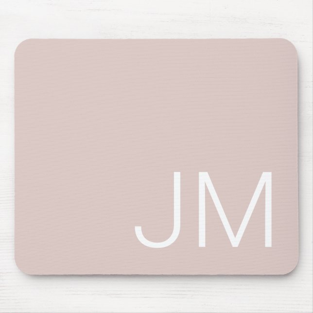 Chic Blush Pink Monogrammed Oversized Initials Mouse Mat (Front)