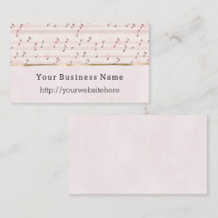 Chic Blush Pink Music Notes Business name website Card