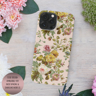 Chic Blush Pink Rose Yellow Flower Foliage Pattern iPhone 11 Pro Max Case