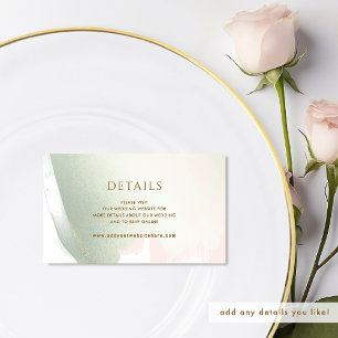 Chic Blush Pink, Sage Wedding Website / Details Enclosure Card