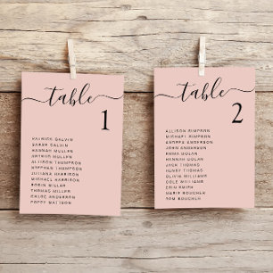 Chic Blush Pink Script Wedding Seating Chart Card