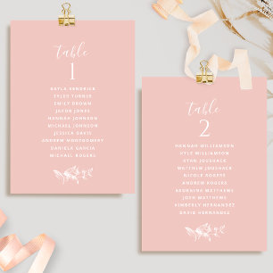 Chic Blush Pink Seating Plan Cards w/ Guest Names
