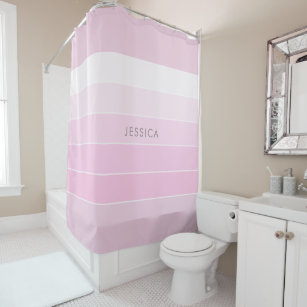 Chic Blush Pink Stripe Pattern Shower Curtain