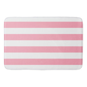 Chic Blush Pink Stripes Pattern Bath Mat