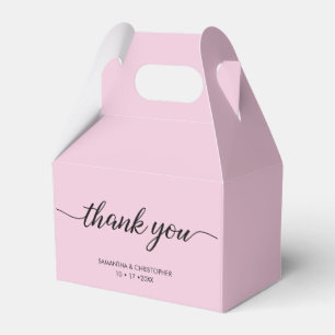 Chic.Blush Pink Thank you Script Wedding Favour Box