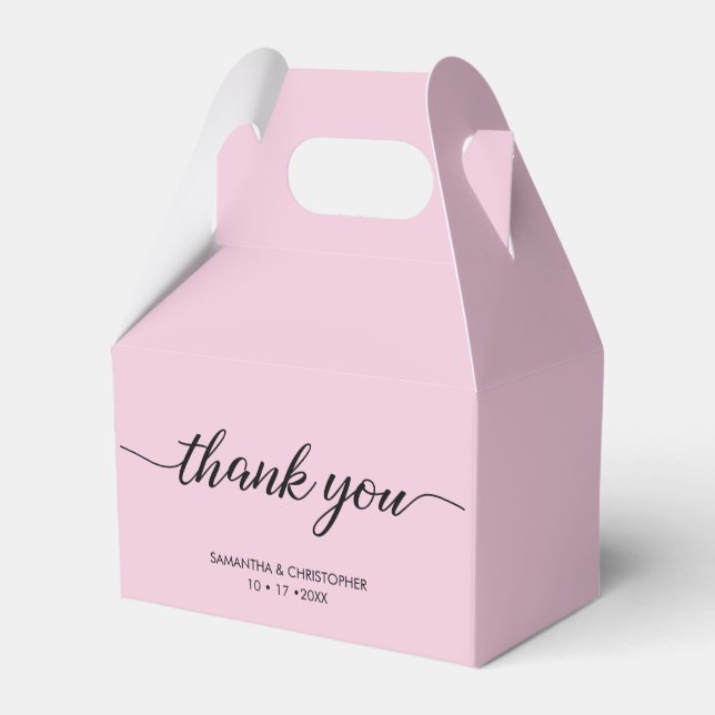 Chic.Blush Pink Thank you Script Wedding  Favour Box (Back Side)
