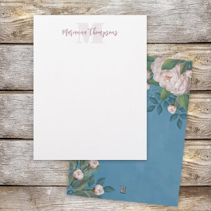 Chic Blush Pink Vintage Rose Floral Elegant Flower Custom Letterhead